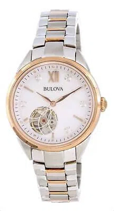 Pre-owned Bulova Classic White Open Heart Dial Automatic 98p170 30m Womens Ladies Watch