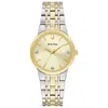 Bulova Womens Diamond Accent Two Tone Stainless Steel Bracelet Watch 98p224 In Yellow