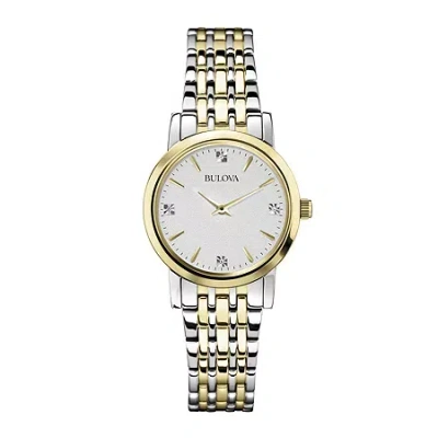 Bulova Classic Womens Two Tone Stainless Steel Bracelet Watch 98p115 In Multi