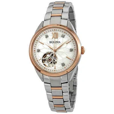 Pre-owned Bulova Classics Automatic Mop Diamond Dial Ladies Watch 98p170