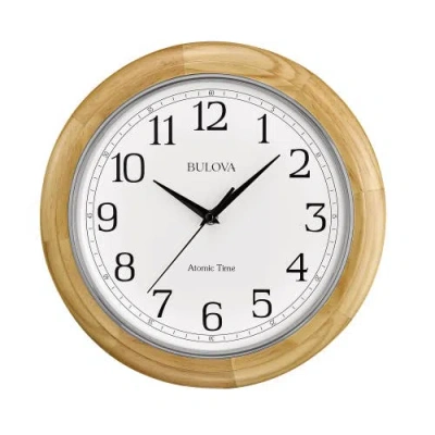Bulova Clocks Atomic Time  Analog Quartz Wall Clock, Warm Brown Cherry In Sand