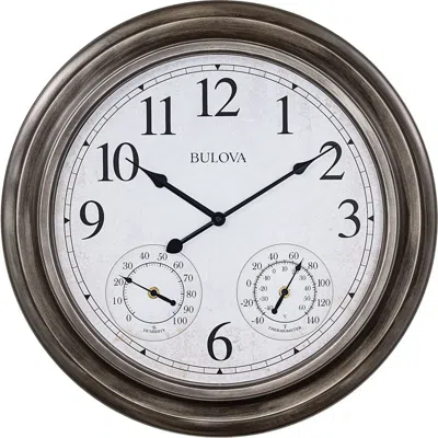 Bulova Clocks Block Island Indoor Outdoor Clock, Silver