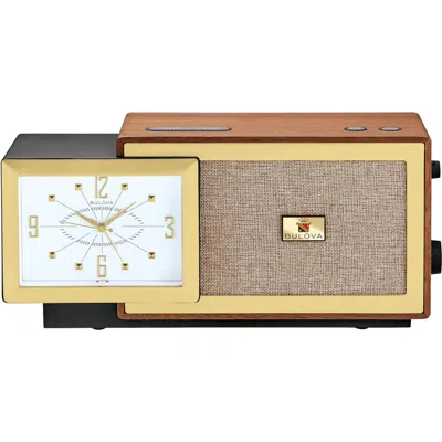 Bulova Clocks Precision Tone Clock Radio, Gold Tone In Brown