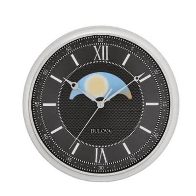 Bulova Clocks Tempus Fugit Wall Clock, Day Night Moving Center Disk In Silver