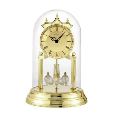 Bulova Clocks Tristan I Brass Finish And Glass Dome Clock In Gold