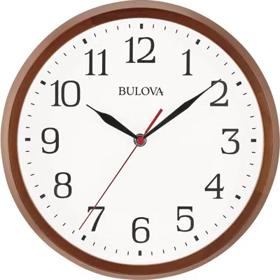 Bulova Clocks Warm Walnut Finish Wall 12" Diameter Wall Clock In Brown