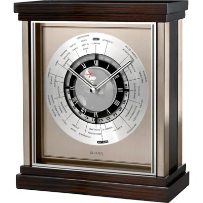 Bulova Clocks Wyndmere World Time Table Clock In Silver
