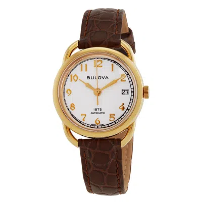 Bulova Commodore Automatic Ivory Dial Ladies Watch 97m117 In Brown / Gold Tone / Ivory