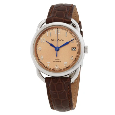 Bulova Commodore Automatic Ladies Watch 96m154 In Blue / Blush / Brown