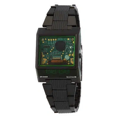 Pre-owned Bulova Computron D-cave Special Edition Quartz Digital Green Dial Men's Watch