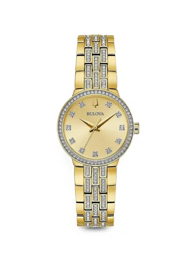 Bulova Crystal 29mm Watch In Gold