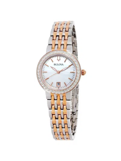 Bulova Crystal Bezel Two-tone Bracelet 30mm Watch In Pattern