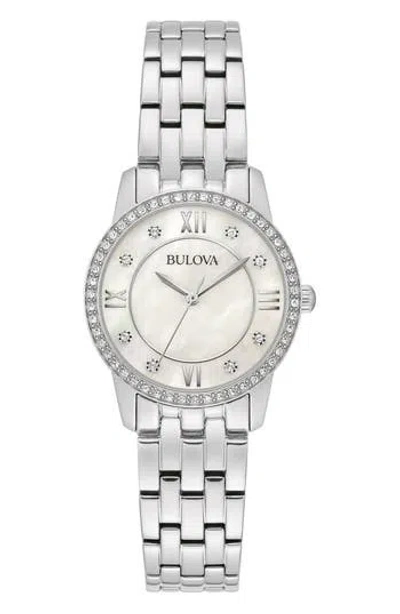 Bulova Crystal Bracelet Watch & Bracelet Gift Set, 27mm In Metallic
