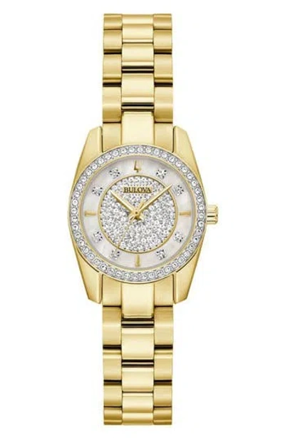 Bulova Crystal Mother-of-pearl Bracelet Watch, 23.5mm In Gold