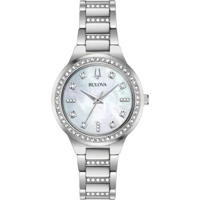 Bulova Crystal Mother-of-pearl Dial Bracelet Watch, 32mm In Silver