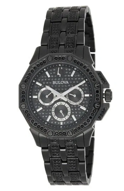 Bulova Crystal Octava Chronograph Bracelet Watch, 41.5mm In Black