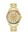 Bulova Classic Crystal Mens Crystal Accent Gold Tone Stainless Steel Bracelet Watch 97a179 In Gold