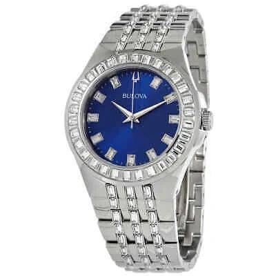 Pre-owned Bulova Crystal Quartz Blue Dial Men's Watch 96a254