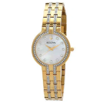 Pre-owned Bulova Crystal Quartz Diamond Silver Dial Ladies Watch 98x138