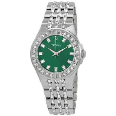 Pre-owned Bulova Crystal Quartz Green Dial Men's Watch 96a253