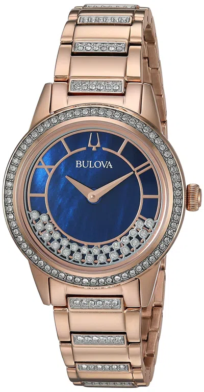 Bulova Crystal Turnstyle Ladies Watch In Gold
