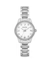 Bulova Crystal Womens Crystal Accent Silver Tone Stainless Steel Bracelet Watch 96l311 In White/silver