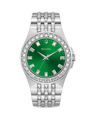 Bulova Crystal Watch, 42mm In Green/silver