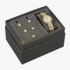 Bulova Crystal Womens Crystal Accent Gold Tone Stainless Steel 2-pc. Watch Boxed Set 98x138 In Gold