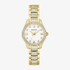 Bulova Crystal Womens Crystal Accent Gold Tone Stainless Steel Bracelet Watch 98l306 In Gold