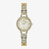 Bulova Crystal Womens Crystal Accent Gold Tone Stainless Steel Bracelet Watch 98l325 In Gold