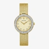 Bulova Crystal Womens Crystal Accent Gold Tone Stainless Steel Strap Watch 98l321 In Transparent