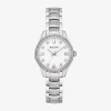 Bulova Crystal Womens Crystal Accent Silver Tone Stainless Steel Bracelet Watch 96l311 In Metallic
