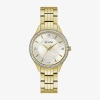 Bulova Crystal Womens Gold Tone Stainless Steel Bracelet Watch 98l274 In Gold