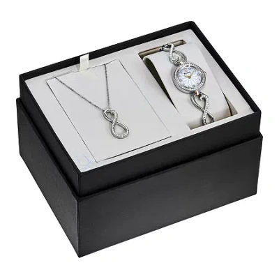 Bulova Crystal Womens Two Tone Stainless Steel Watch Boxed Set 98x120 In Silver