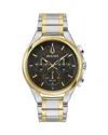 Bulova Mens Chronograph Diamond Accent Two Tone Stainless Steel Bracelet Watch 98a301 In Black/two-tone