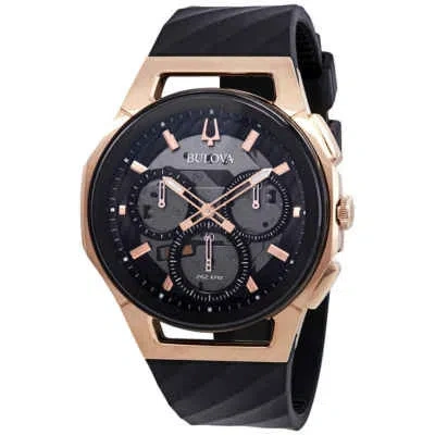 Pre-owned Bulova Curv Chronograph Black Dial Men's Watch 98a185