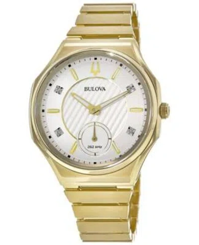 Pre-owned Bulova Curv Gold Pvd Steel Women's Watch 97p136