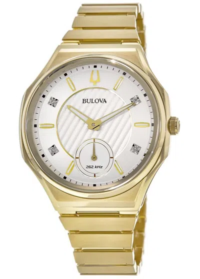 Bulova Curv Gold Pvd Steel Women's Watch 97p136 In Silver