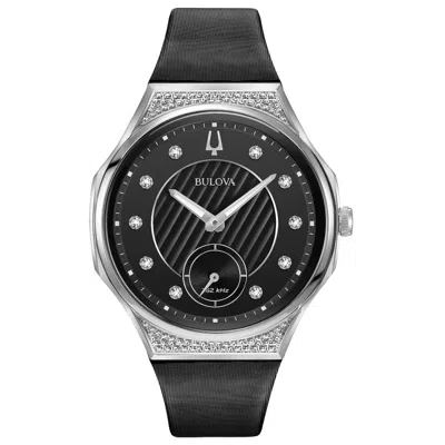 Pre-owned Bulova Curv Women's Quartz Diamond Accent Black Techno Strap Watch 40.5mm 96r229