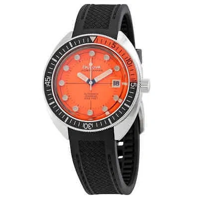 Pre-owned Bulova Devil Diver Automatic Orange Dial Men's Watch 96b350