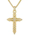 Bulova Diamond (1/2 Ct. T.w.) Link Cross Pendant 26" Necklace In 14k Gold In Gold-tone