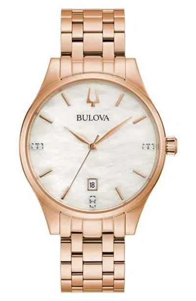 Bulova Diamond Bracelet Watch, 36mm In Rose Gold
