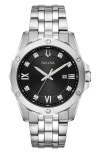 Bulova Diamond Bracelet Watch & Id Bracelet Gift Set, 43mm In Silver