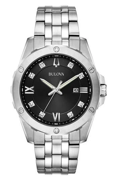 Bulova Diamond Bracelet Watch & Id Bracelet Gift Set, 43mm In Silver