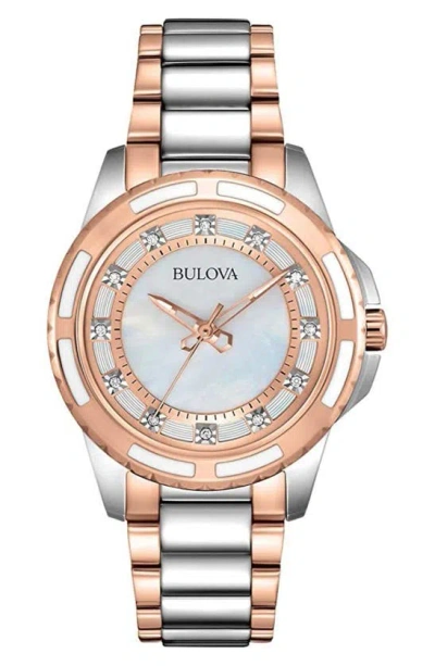 Bulova Diamond Dial Two-tone Bracelet Watch, 32mm