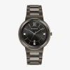 Bulova Diamond Mens Gray Stainless Steel Bracelet Watch 98d162 In Black