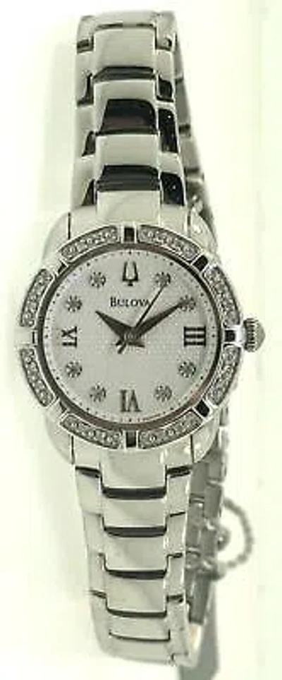 Pre-owned Bulova Diamonds 96r176 Women's Round White Dial Analog Stainless Steel Watch