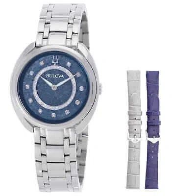 Pre-owned Bulova Duality Quartz Blue Dial Ladies Watch 96x160