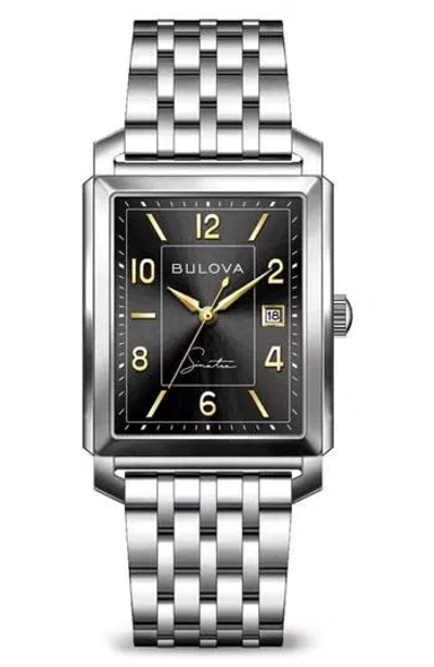 Bulova Frank Sinatra Bracelet Watch, 30mm X 20mm In Silver