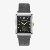 Bulova Frank Sinatra Mens Gray Leather Strap Watch 98a261 In Black